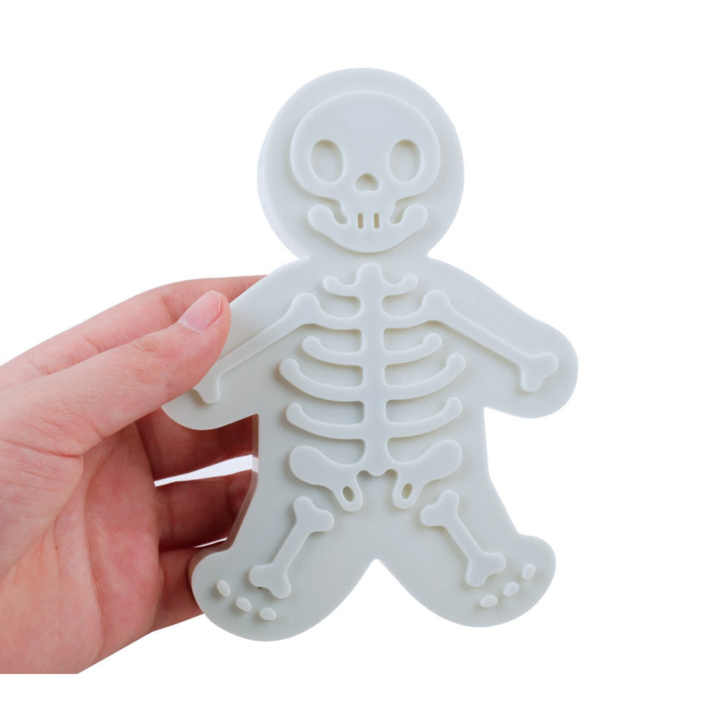 Skeleton Cookie Cutter Halloween Gingerbread | One-Piece Food-Grade Plastic Mould | Sturdy Reusable Baking Shape Cutter