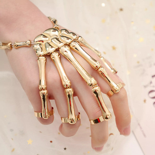 Skeleton Hand Ring Bracelet | Adjustable &amp; Gothic Design