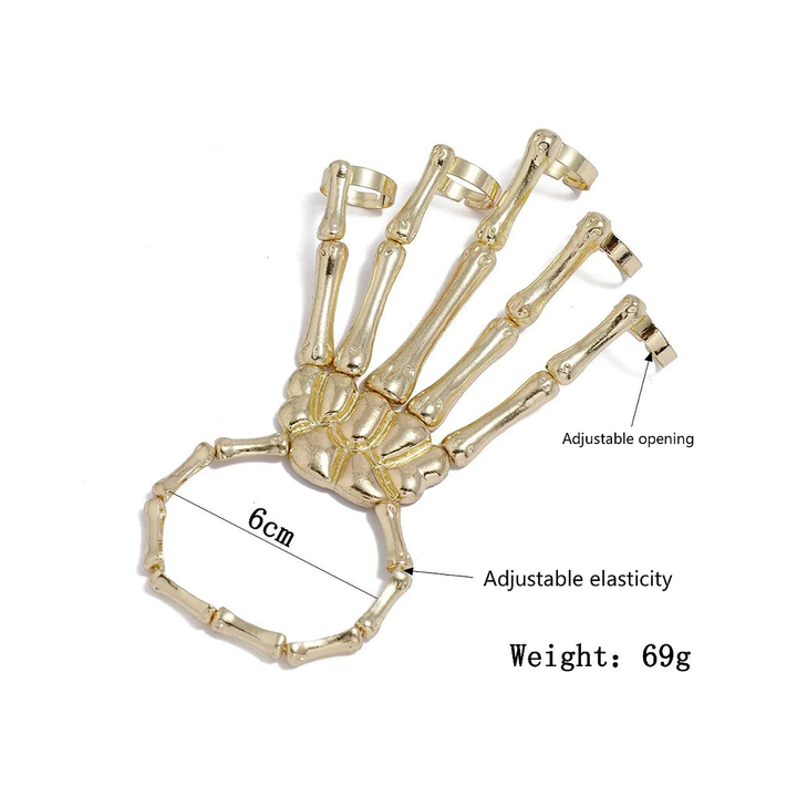Skeleton Hand Ring Bracelet | Adjustable &amp; Gothic Design