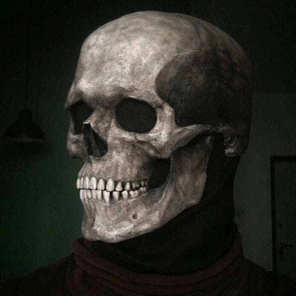 Skull Mask with Moving Jaw for Halloween Costumes | Latex Face Mask with Realistic Detail | Breathable, Non-Slip Fit