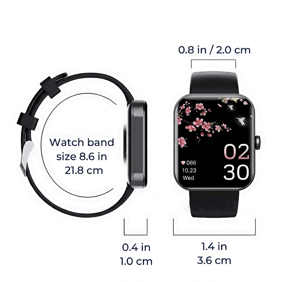 Smart Health Watch | Blood Glucose Sensor | Heart Rate &amp; Sleep Tracking | IP67 | 7-Day Battery