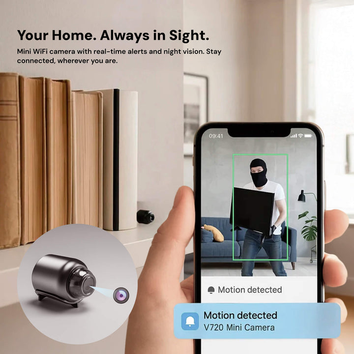 Smart Mini WiFi Camera | 1080P HD | 140° Wide Angle | Night Vision | Motion Alerts