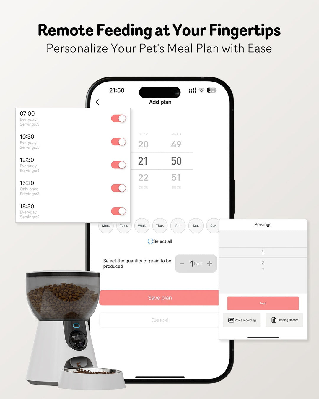 Smart Pet Series | Automatic Cat Feeder with 1080P HD Camera | App-Controlled | 4L
