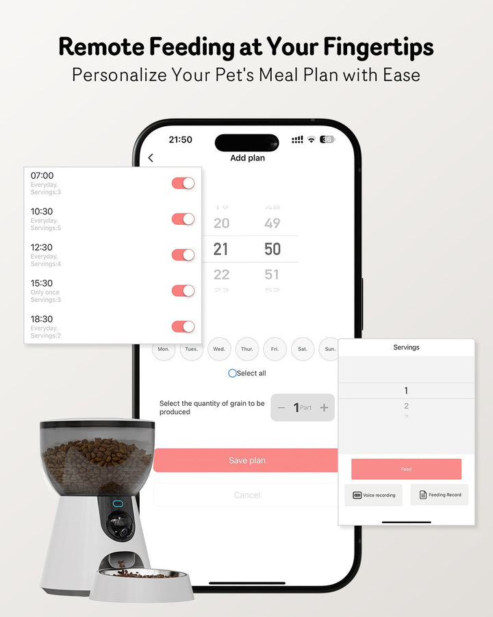 Smart Pet Series | Automatic Cat Feeder with 1080P HD Camera | App-Controlled | 4L