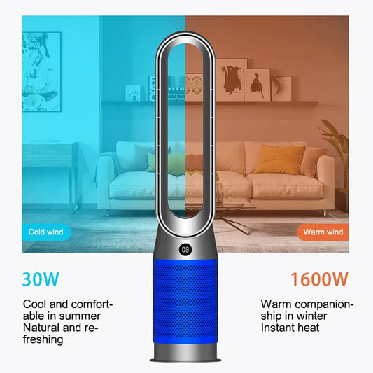 Smart Bladeless Tower Fan with Remote Control & HEPA Air Purifier | 50-Inch Design for Efficient Cooling and Clean Air 1