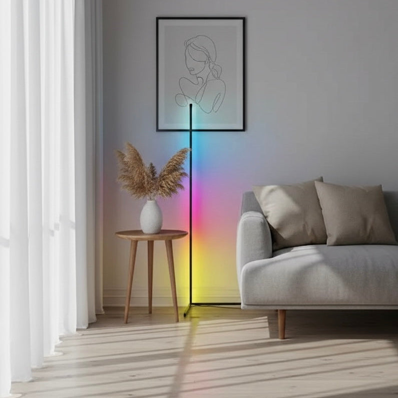 Smart Corner Floor Lamp | Modern Black Standing Lamp with Adjustable LED Lighting | Space-Saving Design for Enhanced Ambiance