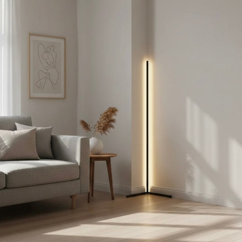 Smart Corner Floor Lamp | Modern Black Standing Lamp with Adjustable LED Lighting | Space-Saving Design for Enhanced Ambiance