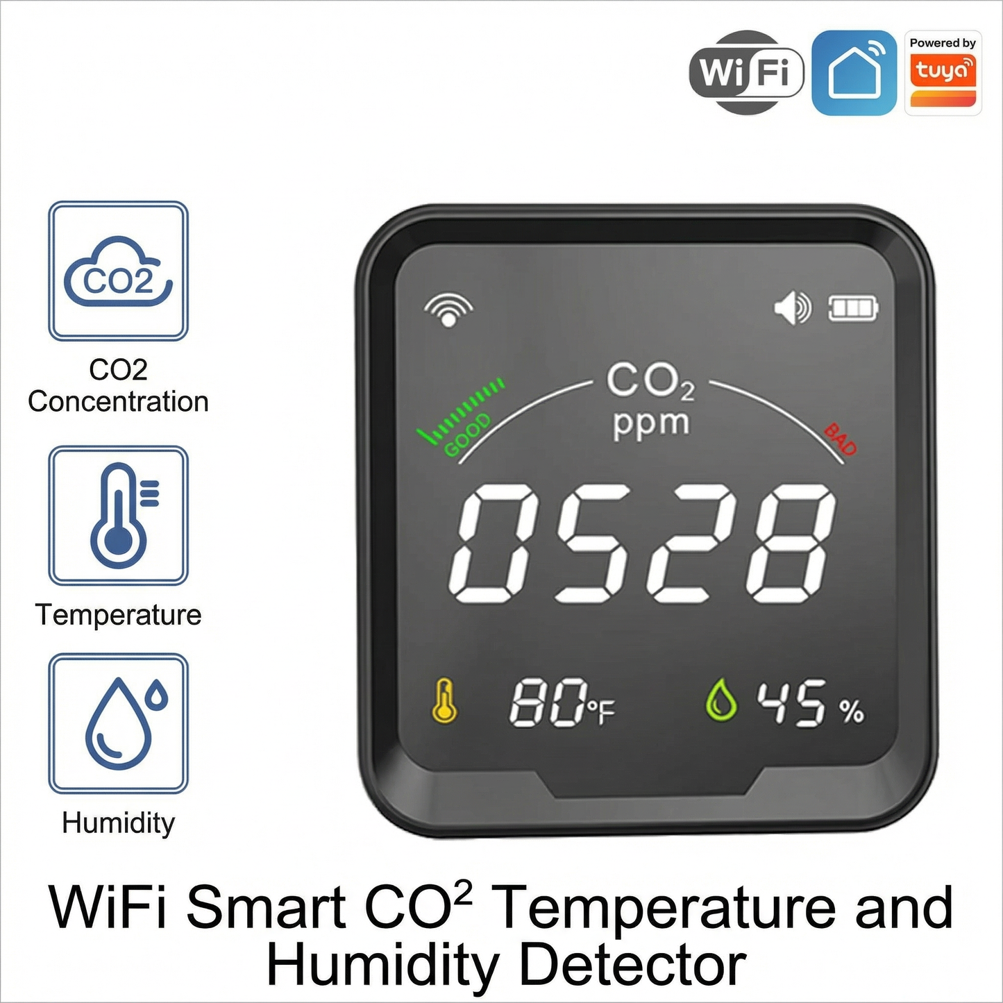 Smart Home CO2 Detector | Real-Time Air Quality Monitor with Instant Alerts | Essential for Healthy Living 1