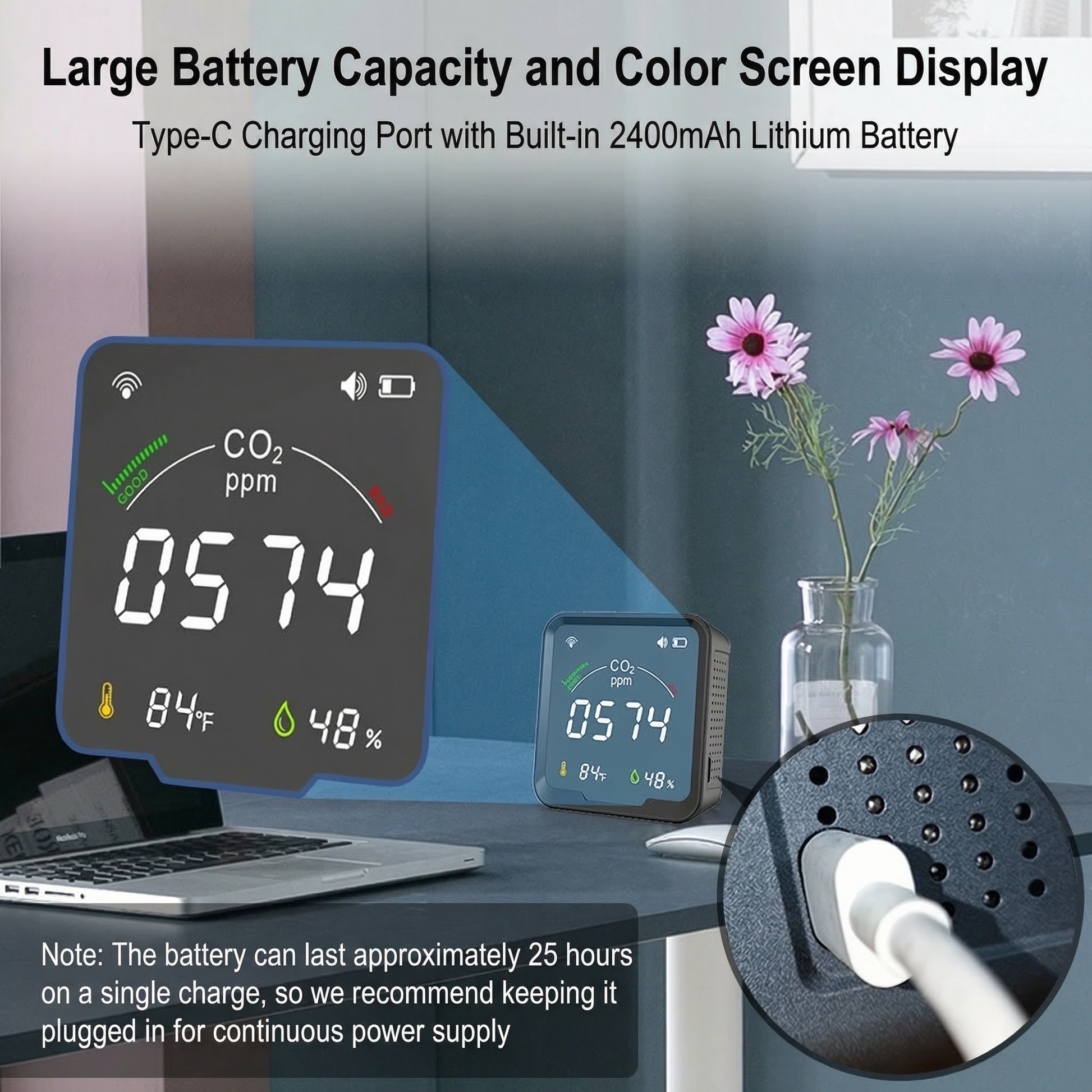 Smart Home CO2 Detector | Real-Time Air Quality Monitor with Instant Alerts | Essential for Healthy Living 7