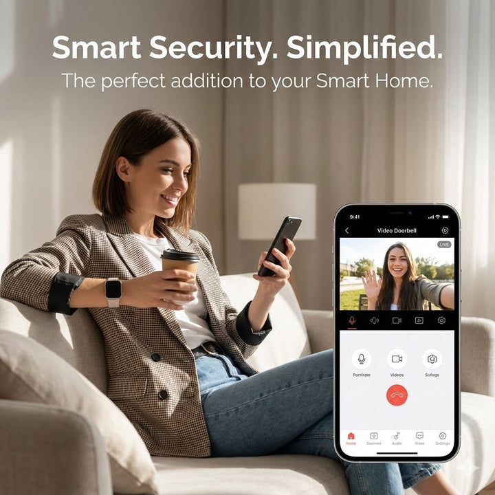 Smart Home Video Doorbell - No Subscription, Battery Operated &amp; Wireless 6