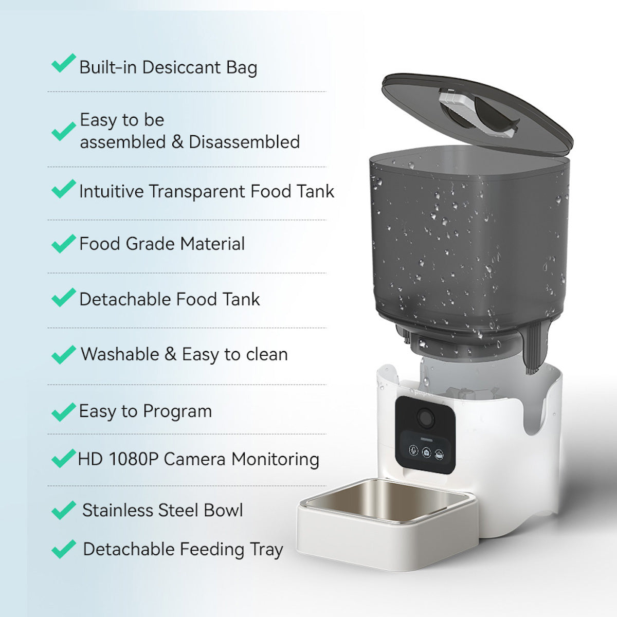 Smart Pet Feeder | Automatic Cat & Dog Feeder with App Control | 6-Liter Capacity for Hands-Free Feeding 2