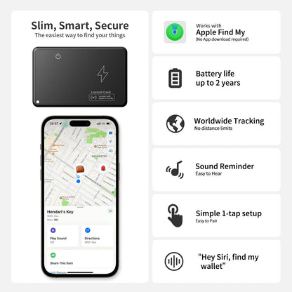Smart Tracker Card | Wallet Tracker with Apple Find My Integration | Lightweight Design for Anti-Loss Protection 2