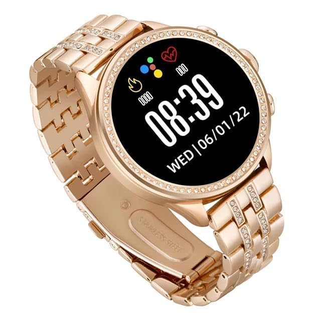Smartwatch with HD Display | Rose Gold Metal Band Fitness Tracker