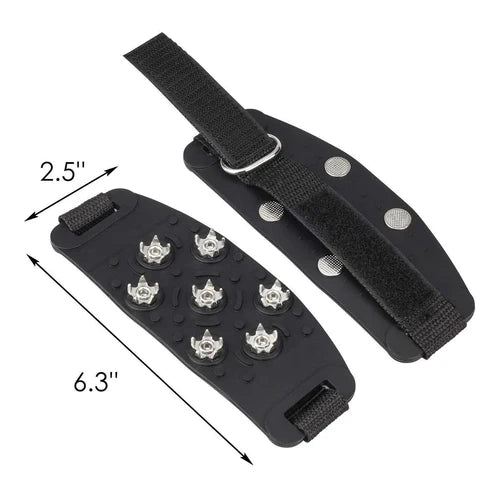 Snow Ice Cleats for Shoes | Adjustable Strap with 7 Steel Crampons | Silica Gel Base for Ice, Snow, Mud and Grass