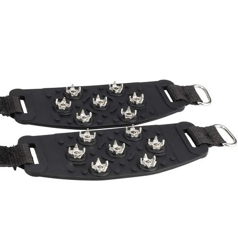 Snow Ice Cleats for Shoes | Adjustable Strap with 7 Steel Crampons | Silica Gel Base for Ice, Snow, Mud and Grass