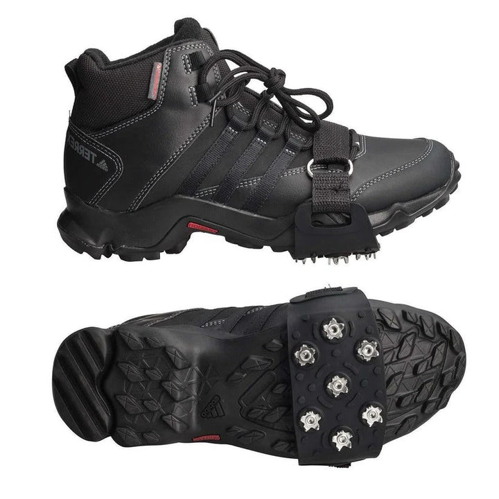 Snow Ice Cleats for Shoes | Adjustable Strap with 7 Steel Crampons | Silica Gel Base for Ice, Snow, Mud and Grass