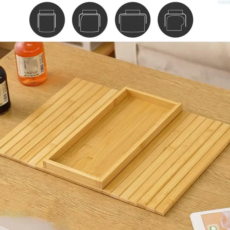 Sofa armrest tray made of bamboo with storage compartment 4