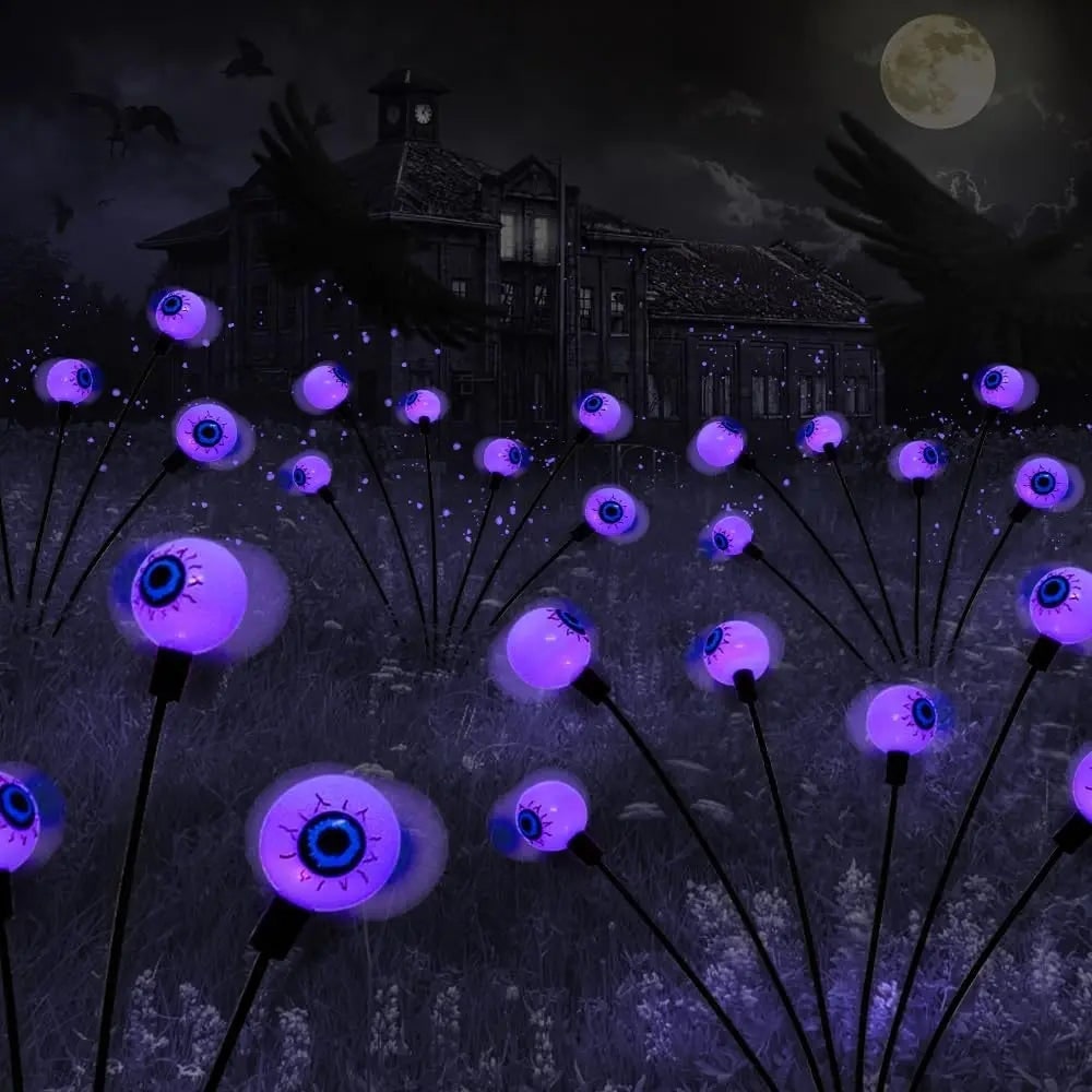 Solar Eyeball Garden Stake Light Halloween Decoration | LED, 5 Colour Modes | Weatherproof, Solar Powered, No Wiring