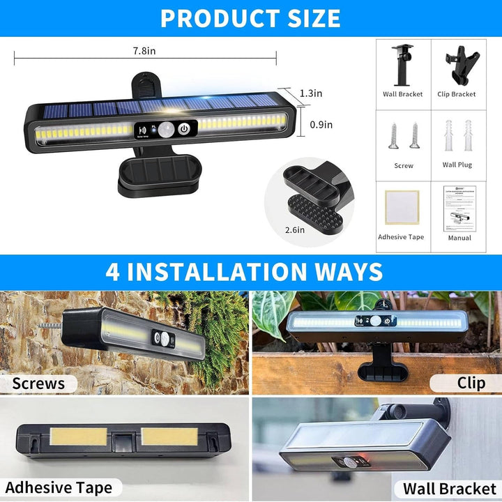 Solar Fence Lights ABS Plastic | Motion Sensor 36 LED 400 Lumens, 50 Sq Ft Coverage | IP55 Weatherproof Set of 2