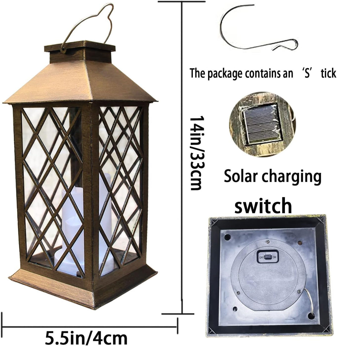 Solar Garden Hanging Lantern PVC | Triple Flickering LED Candles, 8-Hour Battery | Waterproof All-Weather Design