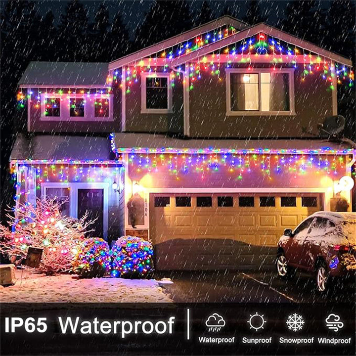 Solar Icicle String Lights for Christmas &amp; Halloween | 8 Lighting Modes, 96/162 LED Options | Waterproof &amp; Solar Powered