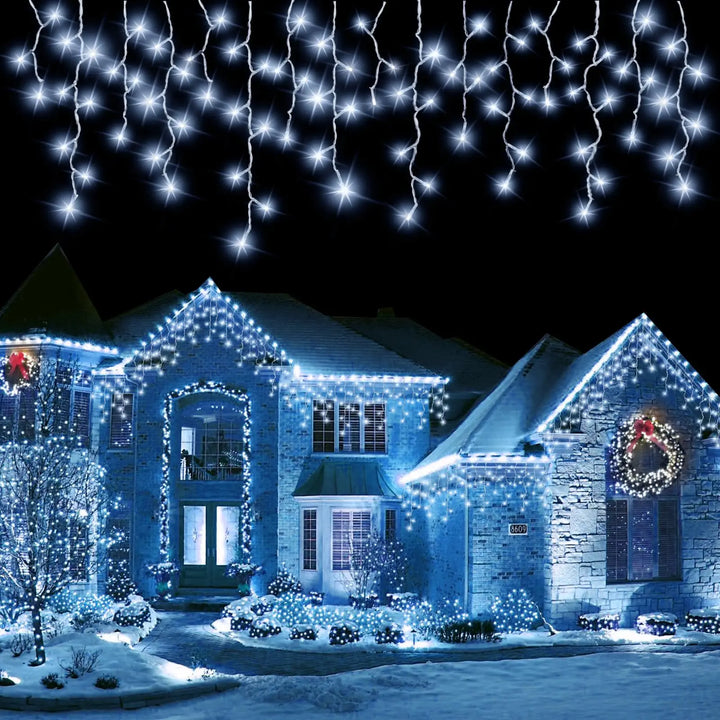 Solar Icicle String Lights for Christmas &amp; Halloween | 8 Lighting Modes, 96/162 LED Options | Waterproof &amp; Solar Powered