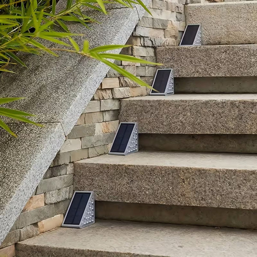 Solar LED Stair Lights | Wedge Body, Angled Panel Top