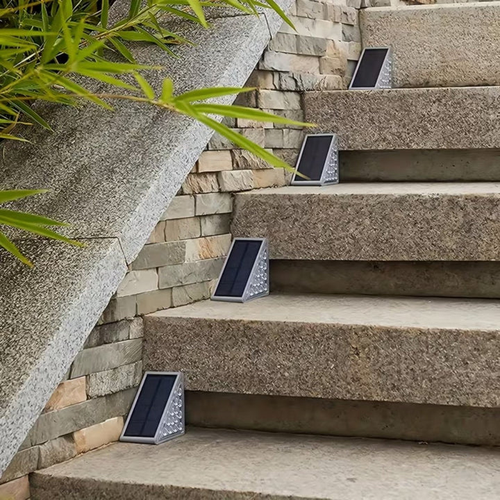 Solar LED Stair Lights | Wedge Body, Angled Panel Top