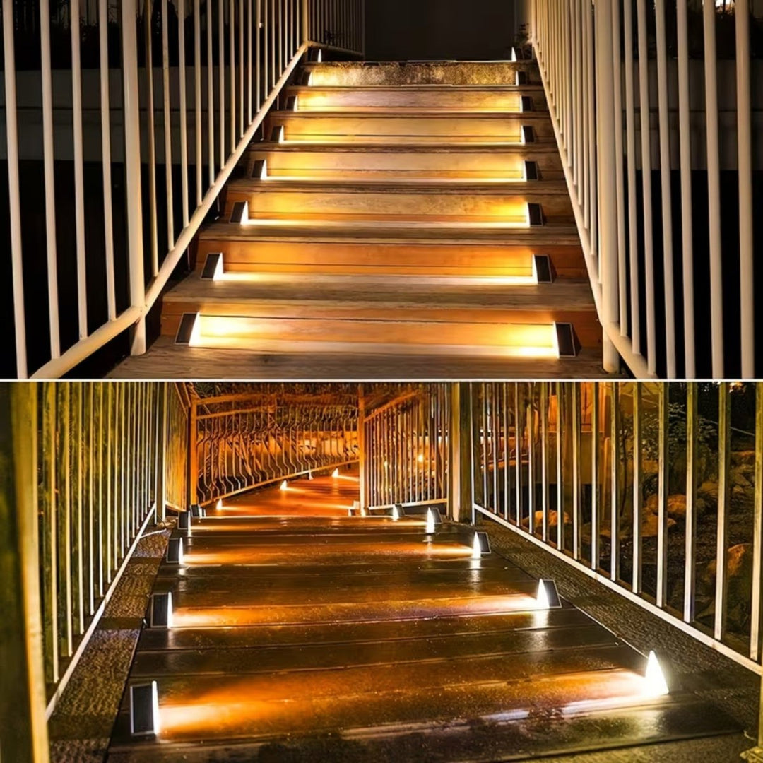 Solar LED Stair Lights | Wedge Body, Angled Panel Top