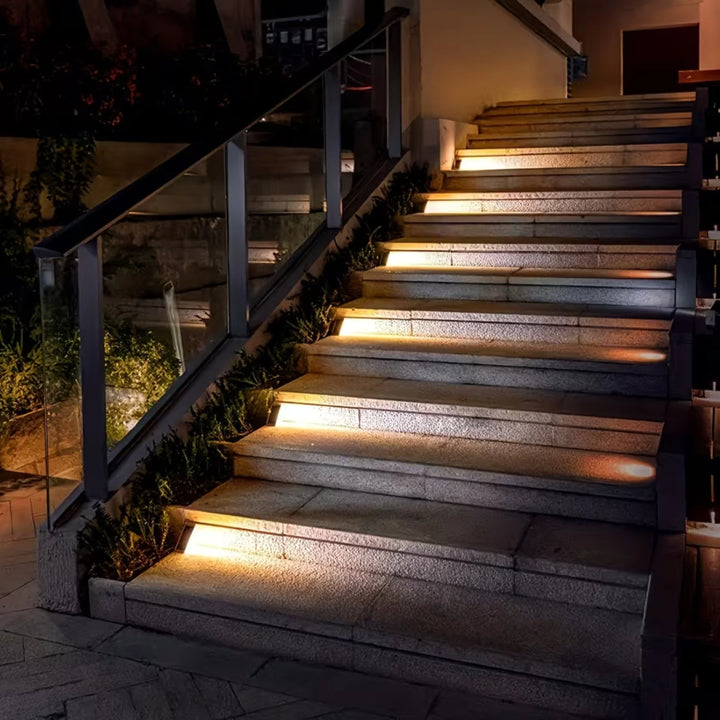 Solar LED Stair Lights | Wedge Body, Angled Panel Top