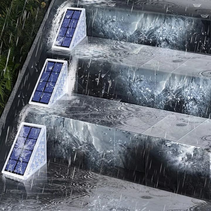 Solar LED Stair Lights | Wedge Body, Angled Panel Top