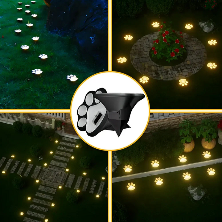 Solar Paw Print Pathway Light | 9 x 9 cm, Up to 10 Hours Runtime | IP44 Weather-Resistant with Automatic Dusk Sensor