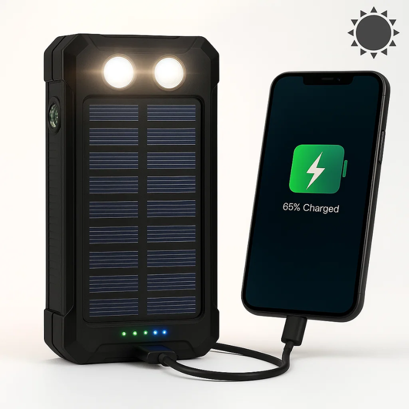Solar Power Bank 20000mAh | Waterproof Shockproof Design | Solar + USB Charging, Multi-Mode LED Torch for Camping &amp; Outdoors