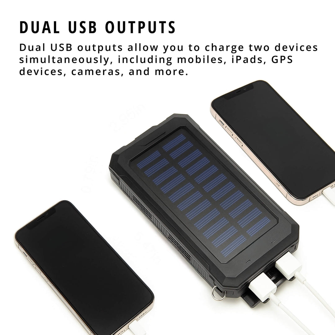 Solar Power Bank 20000mAh | Waterproof Shockproof Design | Solar + USB Charging, Multi-Mode LED Torch for Camping &amp; Outdoors