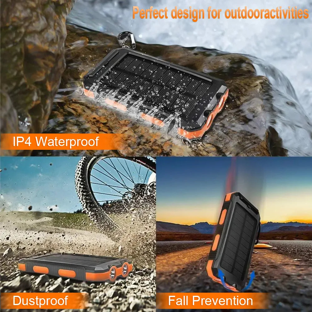 Solar Power Bank | IP67 Waterproof | Dual USB | 15W Output | Solar Charging | Outdoor