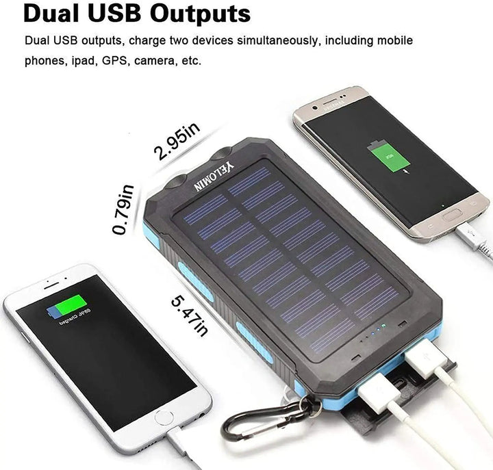 Solar Power Bank | IP67 Waterproof | Dual USB | 15W Output | Solar Charging | Outdoor