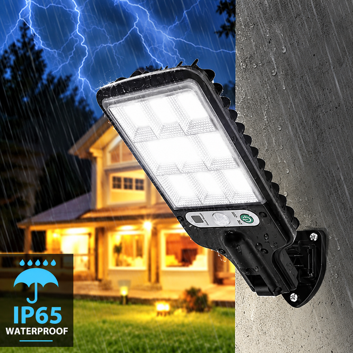 Solar Wall Light with Motion Sensor | Remote Control, Multiple Lighting Modes | Weatherproof ABS, Battery-Free Operation