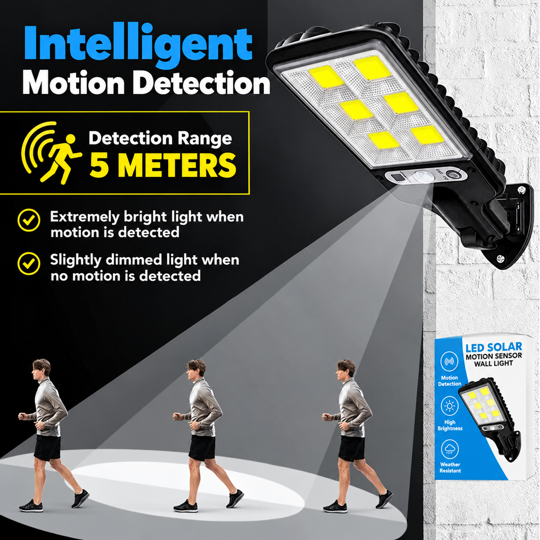 Solar Wall Light with Motion Sensor | Remote Control, Multiple Lighting Modes | Weatherproof ABS, Battery-Free Operation