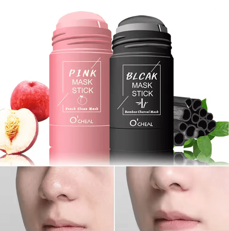 Solid Facial Mask Stick for Women | Green Tea, Honey Peach, Charcoal &amp; Eggplant Mud | Mess-Free Deep Cleanse for Purified Skin