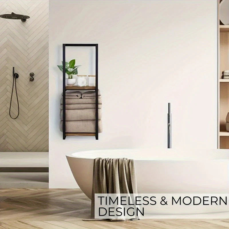 Space-Saving Towel Rack | Wall-Mounted Industrial Design