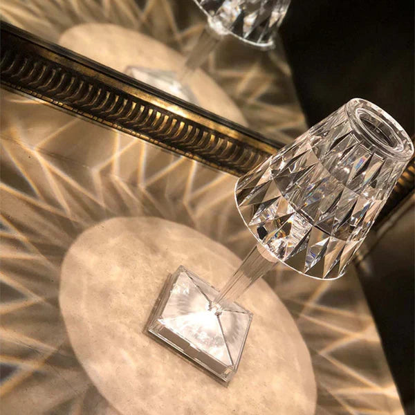 Crystal Table Lamp Acrylic 26 x 12 cm | Touch Control, Rechargeable | 3 Light Colours, USB Charging Cable Included 18