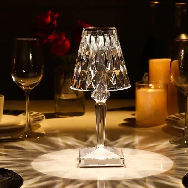 Crystal Table Lamp Acrylic 26 x 12 cm | Touch Control, Rechargeable | 3 Light Colours, USB Charging Cable Included 4