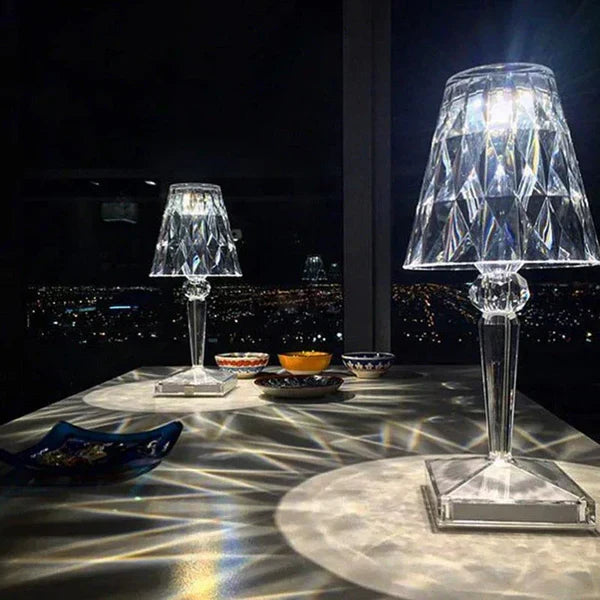 Crystal Table Lamp Acrylic 26 x 12 cm | Touch Control, Rechargeable | 3 Light Colours, USB Charging Cable Included 21