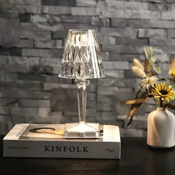 Crystal Table Lamp Acrylic 26 x 12 cm | Touch Control, Rechargeable | 3 Light Colours, USB Charging Cable Included 10