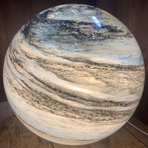 Sphere LED Table Lamp | Swirled Marbled Globe, Low Feet