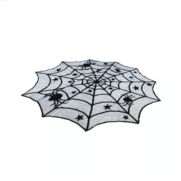 Spiderweb Table Runner Halloween Decor | Lace Web Cutout Design | Available in Round and Rectangular Table Shapes