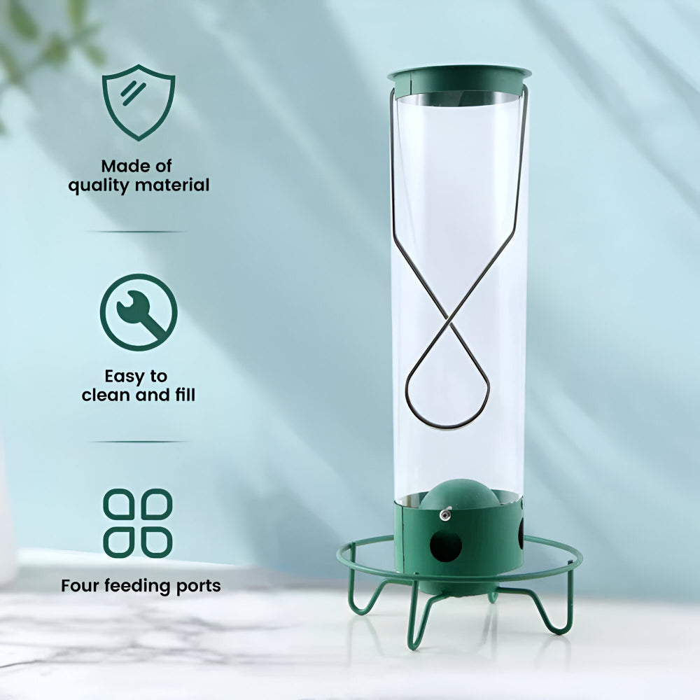 Squirrel Proof Bird Feeder Metal | 4-Port Rotating Perch with Large Seed Reservoir | Weather-Resistant Hanging Design