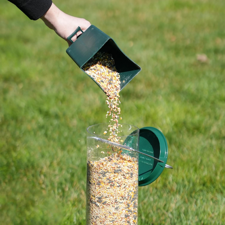 Squirrel Proof Bird Feeder Metal | 4-Port Rotating Perch with Large Seed Reservoir | Weather-Resistant Hanging Design