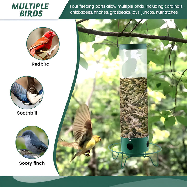 Squirrel Proof Bird Feeder Metal | 4-Port Rotating Perch with Large Seed Reservoir | Weather-Resistant Hanging Design 13