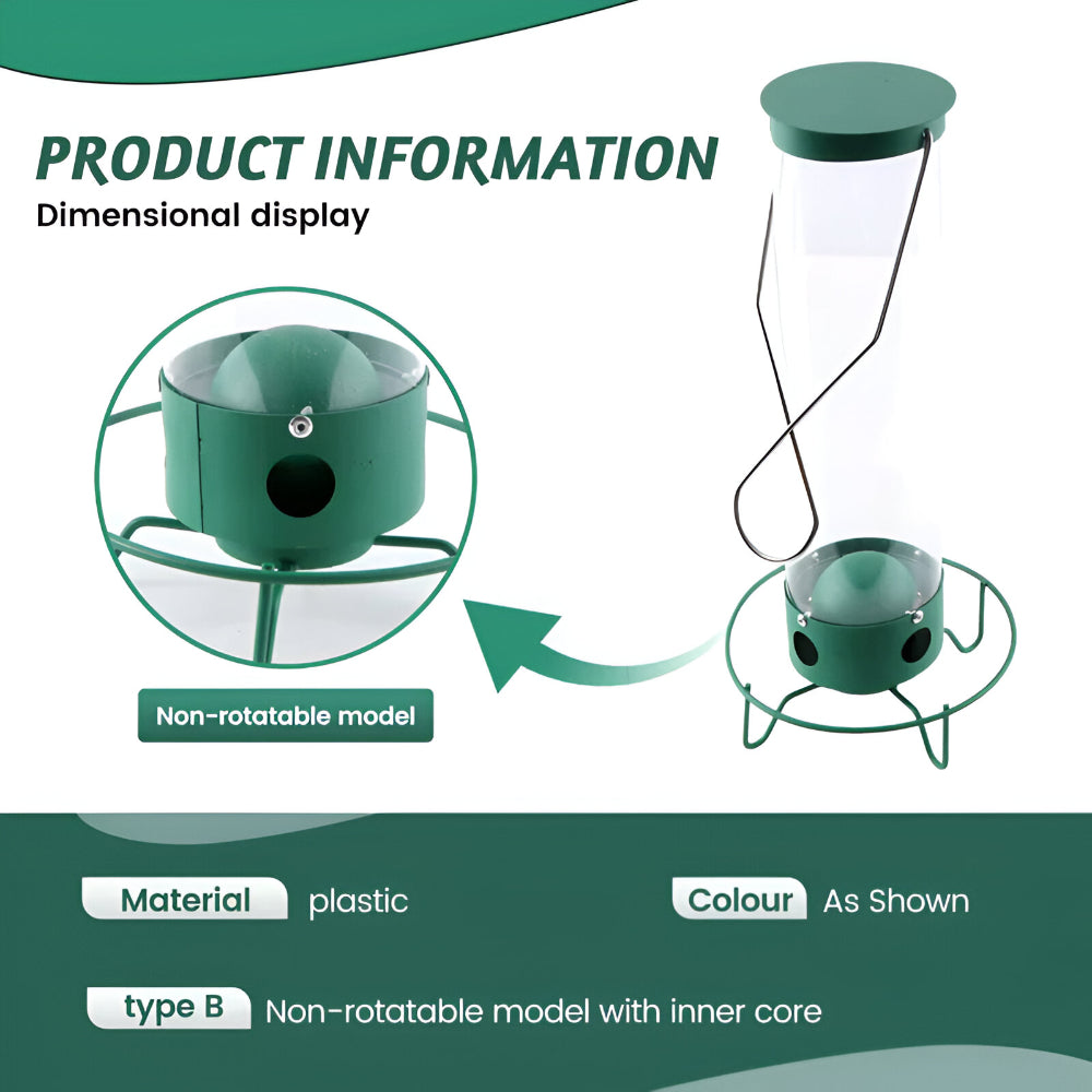 Squirrel Proof Bird Feeder Metal | 4-Port Rotating Perch with Large Seed Reservoir | Weather-Resistant Hanging Design 12